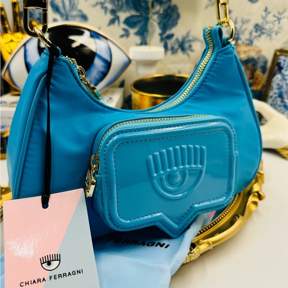 🆕 CHIARA FERRAGNI 🧿 NWT Vicky Eyelike Tote Bag - Borsa a Mano - Blue - Picture 5 of 16